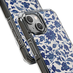 Image of Blue Flower - Magnetic Clear Impact Case